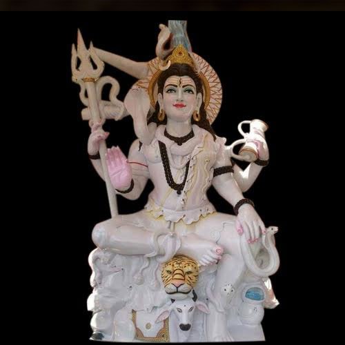 WHITE Marble Shiva Statue